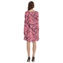Pink Monstera Long Sleeve Knee Length Skater Dress With Pockets View4