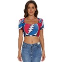 Grateful Dead Big Skull Short Sleeve Square Neckline Crop Top  View1