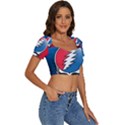 Grateful Dead Big Skull Short Sleeve Square Neckline Crop Top  View3