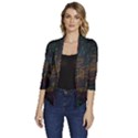Mathematical Colorful Formulas Drawn By Hand Black Chalkboard Women s Draped Front 3/4 Sleeve Shawl Collar Jacket View1