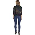 Mathematical Colorful Formulas Drawn By Hand Black Chalkboard Women s Draped Front 3/4 Sleeve Shawl Collar Jacket View4