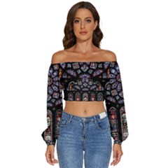 Photos Chartres Rosette Cathedral Long Sleeve Crinkled Weave Crop Top