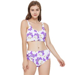 Purple Owl Pattern Background Frilly Bikini Set