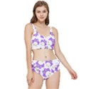 Purple Owl Pattern Background Frilly Bikini Set View1