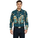 Seamless Pattern Owls Dreaming Men s Long Sleeve Pocket Shirt  View1