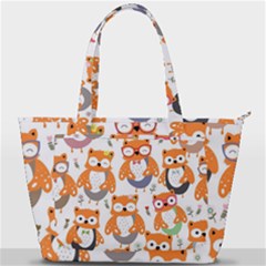 Cute Colorful Owl Cartoon Seamless Pattern Back Pocket Shoulder Bag 
