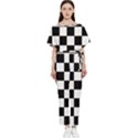 Chess Board Background Design Batwing Lightweight Chiffon Jumpsuit View1
