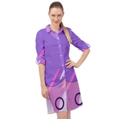 Hand Drawn Abstract Organic Shapes Background Long Sleeve Mini Shirt Dress by Apen