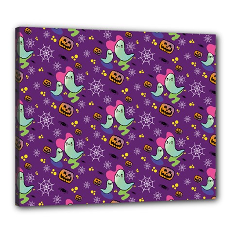 Pumpkin Ghost Skeleton Pattern Canvas 24  X 20  (stretched)