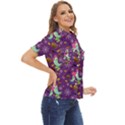 Pumpkin Ghost Skeleton Pattern Women s Short Sleeve Double Pocket Shirt View2