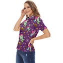 Pumpkin Ghost Skeleton Pattern Women s Short Sleeve Double Pocket Shirt View3