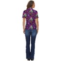 Pumpkin Ghost Skeleton Pattern Women s Short Sleeve Double Pocket Shirt View4