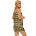 Pattern Design Vintage Abstract V-Neck Satin Pajamas Set View3