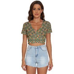 Pattern Design Vintage Abstract V-neck Crop Top