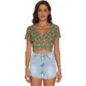 Pattern Design Vintage Abstract V-Neck Crop Top View1