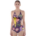 Exotic Seamless Pattern With Parrots Fruits Cut-Out One Piece Swimsuit View1