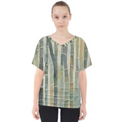 Bamboo Plants V-neck Dolman Drape Top