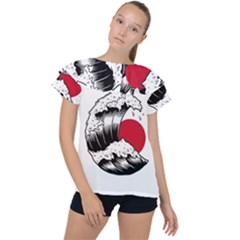 Japanese Sun & Wave Ruffle Collar Chiffon Blouse
