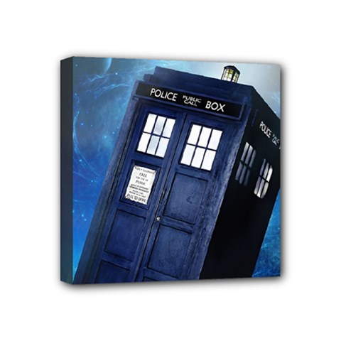 Tardis Doctor Who Space Blue Mini Canvas 4  X 4  (stretched)