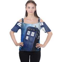 Tardis Doctor Who Space Blue Cutout Shoulder T-shirt
