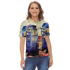 Tardis Wilderness Doctor Who Women s Short Sleeve Double Pocket Shirt