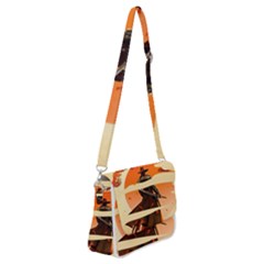 Samurai Art Ninja Katana Anime Aesthetic  Japanese Lore Style Mythology Retro Classic Warrior Shoulder Bag With Back Zipper