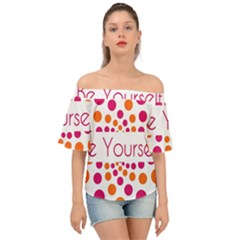 Be Yourself Pink Orange Dots Circular Off Shoulder Short Sleeve Top