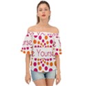 Be Yourself Pink Orange Dots Circular Off Shoulder Short Sleeve Top View1