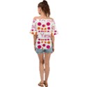 Be Yourself Pink Orange Dots Circular Off Shoulder Short Sleeve Top View2