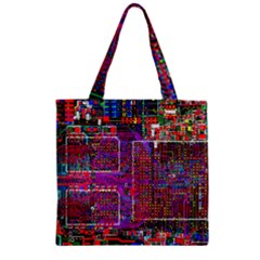Technology Circuit Board Layout Pattern Zipper Grocery Tote Bag by Ket1n9
