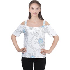 Traditional Art Batik Flower Pattern Cutout Shoulder T-shirt