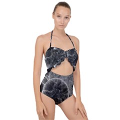 Space Universe Earth Rocket Scallop Top Cut Out Swimsuit