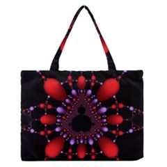 Fractal Red Violet Symmetric Spheres On Black Zipper Medium Tote Bag by Ket1n9