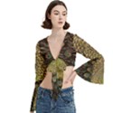 Peacock Feathers Wheel Plumage Trumpet Sleeve Cropped Top View3