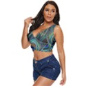 Feathers Art Peacock Sheets Patterns Women s Sleeveless Wrap Top View2