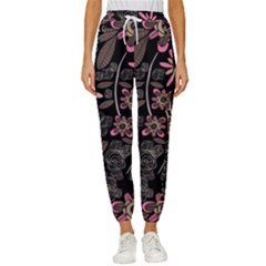 Flower Art Pattern Women s Cropped Drawstring Pants