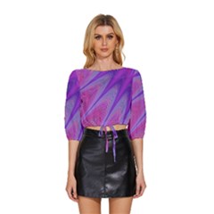 Purple Star Sun Sunshine Fractal Mid Sleeve Drawstring Hem Top