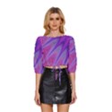 Purple Star Sun Sunshine Fractal Mid Sleeve Drawstring Hem Top View1