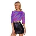 Purple Star Sun Sunshine Fractal Mid Sleeve Drawstring Hem Top View2