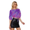 Purple Star Sun Sunshine Fractal Mid Sleeve Drawstring Hem Top View3