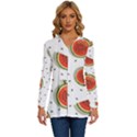 Seamless Background Pattern-with-watermelon Slices Long Sleeve Drawstring Hooded Top View1