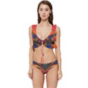 Fresh Watermelon Slices Texture Low Cut Ruffle Edge Bikini Set View1