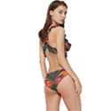 Fresh Watermelon Slices Texture Low Cut Ruffle Edge Bikini Set View3
