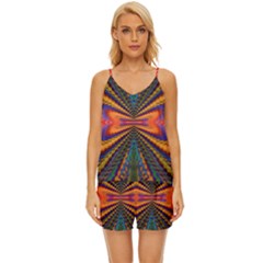 Casanova Abstract Art-colors Cool Druffix Flower Freaky Trippy V-neck Satin Pajamas Set