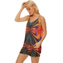 Casanova Abstract Art-colors Cool Druffix Flower Freaky Trippy V-Neck Satin Pajamas Set View2