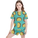 Taco Drawing Background Mexican Fast Food Pattern Kids  T-Shirt And Sports Shorts Set View1