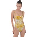 Cheese Slices Seamless Pattern Cartoon Style Tie Strap One Piece Swimsuit View1