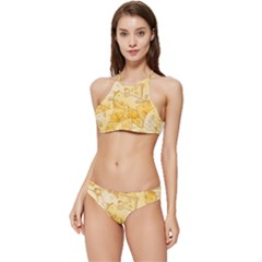Cheese Slices Seamless Pattern Cartoon Style Banded Triangle Bikini Set