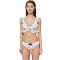 Cute Palm Volcano Seamless Pattern Low Cut Ruffle Edge Bikini Set View1