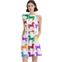 Colorful Horse Background Wallpaper Cocktail Party Halter Sleeveless Dress With Pockets View2